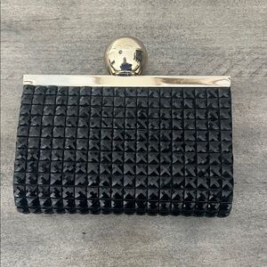 Kate Spade Black Studded Clutch with Gold Trim